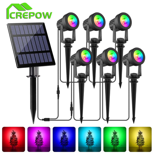 1/2/4/6 LEDS RGB Solar Spotlight IP65 Waterproof Color Changing Outdoor Garden Light For Landscape Tree Solar Street Wall Lamp