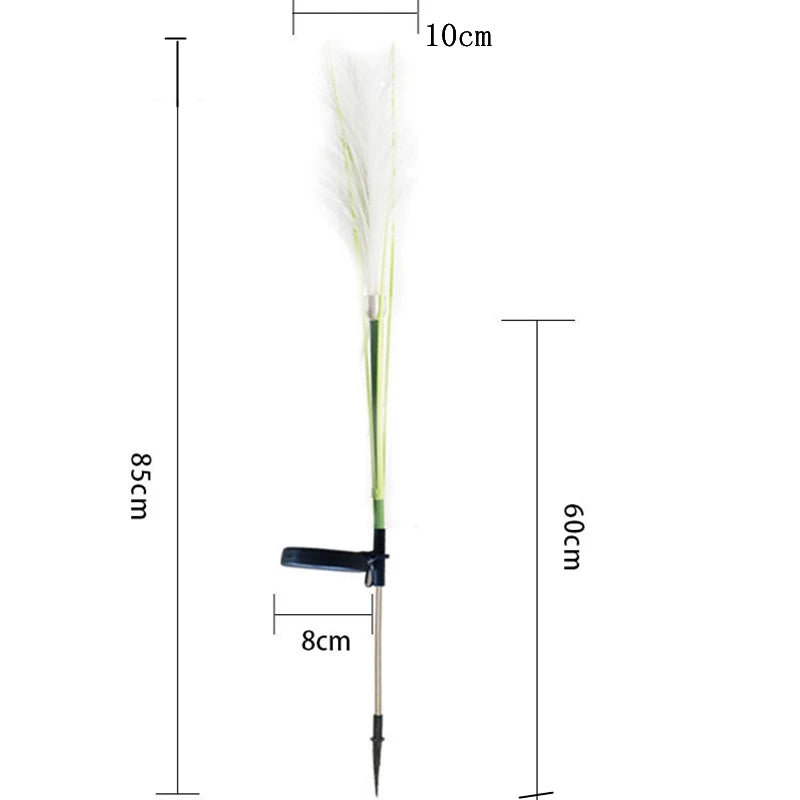 Solar Garden Landscape Lights Sunlight Lawn Lamp Simulation Bulrush Flower Optical Fiber Lamp Outdoor Waterproof Path Lighting