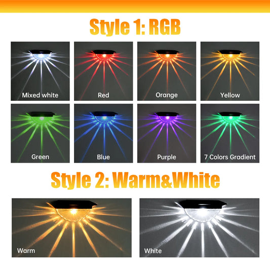 Solar Deck Lights Outdoor Waterproof LED Lights for Patio Stairs Yard Garden Pathway Step and Fences Warm White/Color Changing