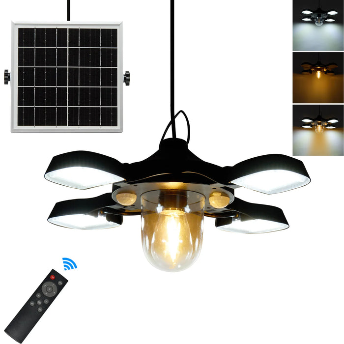 Solar Light Indoor Outdoor Shed Light Rotation Design Waterproof 5 Modes Dimmable Remote for Barn Patio Coop Gazebo LED Lamp