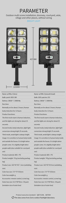 LED Super Bright Outdoor Solar Powered Lamp Waterproof Motion Sensor Human Induction Solar Garden Light Yard Garage Light