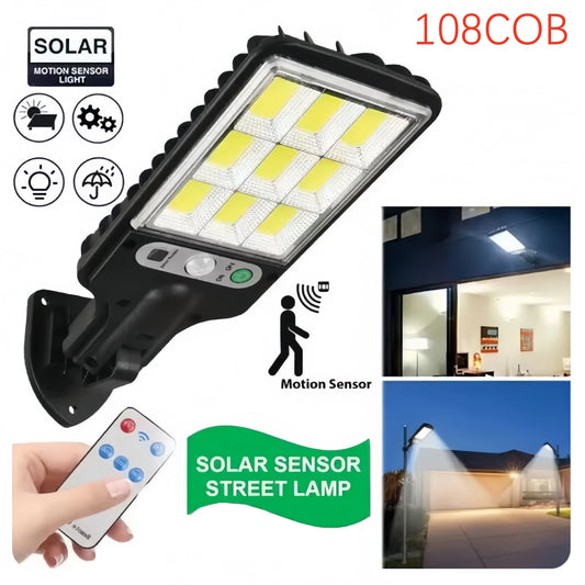 Solar 108COB  Led Courtyard Wall Lamp With 3 Mode Waterproof Motion Sensor Security Lighting Street Lights for Garden Patio Path