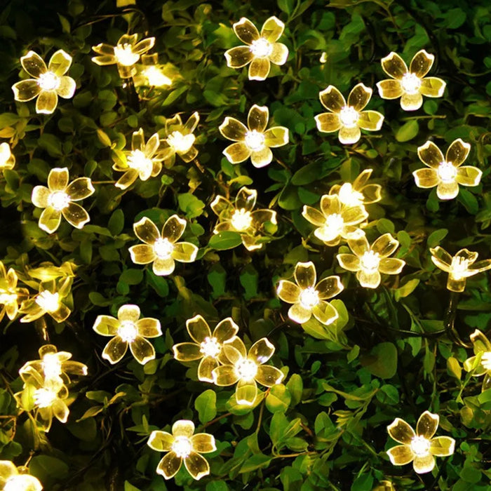 5M Purple Solar Flower String Lights Fairy LED Lights String Decorative Outdoor Lighting For Home Garden Holiday Decor