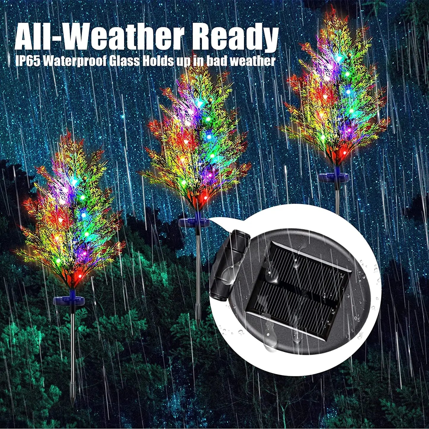 1pcs Solar Christmas Pine and Cypress Lawn Lamp LED Festive Garden Spike Decorative Standing Garden Lamp Waterproof Garden Spot