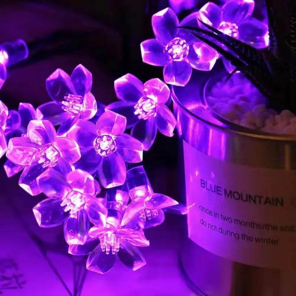 Outdoor Garden Solar Flower Light, Waterproof Solar String Lights, Fairy Simulation Floral Garlands, Christmas Decoration Lamp.