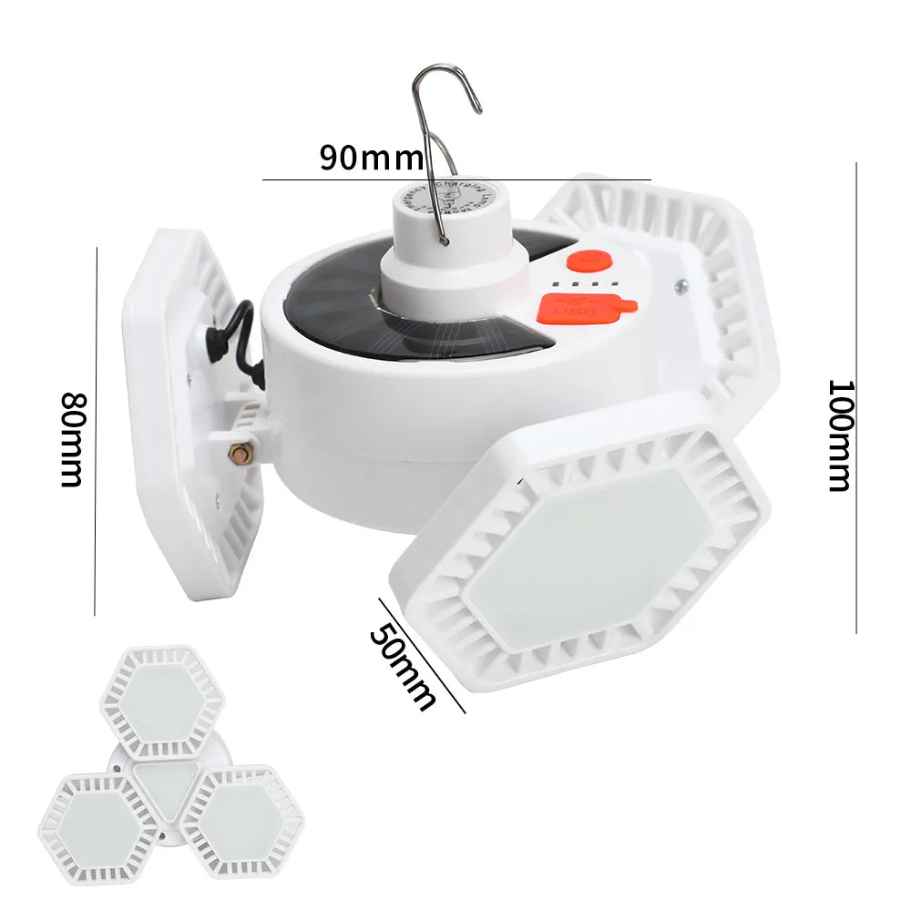 Solar Energy Camping Lamp 5 Modes SOS Waterproof USB Rechargeable LED Remote Control Foldable Lantern Portable Emergency Lamp