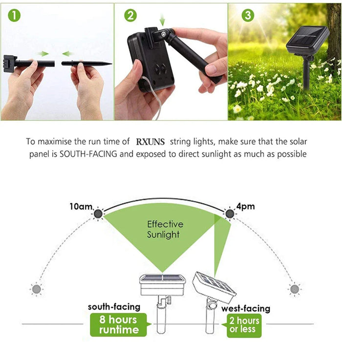 LED Solar String Light 8Modes Outdoor Garden Fairy Lights Led Twinkle Waterproof Lamp for Christmas Party Decor Lamp 12m/22m/32m