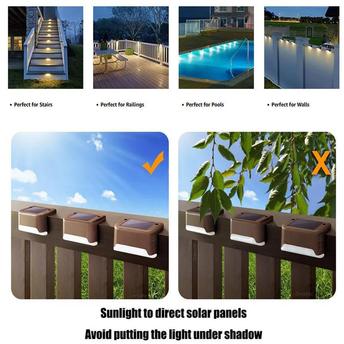 LED Solar Step Lamp Outdoor Path Stair Light Garden LED Lights Waterproof Balcony Light solar lights for garden Step Patio Fence