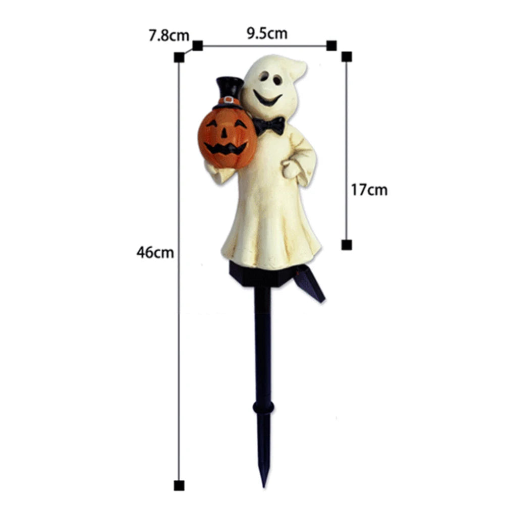 Halloween Solar Ghosts Pathway LED Light Anto On & Off Ghosts Lamp White Ghost Figurine Decoration for Haunted House Decor 2024
