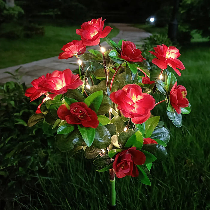 LED Solar Light Waterproof Azalea Solar Flowers Lamp Outdoor Decorative for Garden Yard Lawn Path Lighting Holiday Wedding Decor