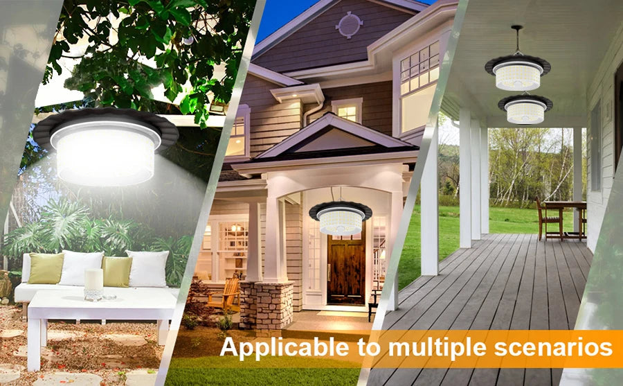 Solar Shed Light Outdoor Motion Sensor with Remote Control 360°Lighting Solar Pendant Lights Waterproof Garage Garden Warehouse