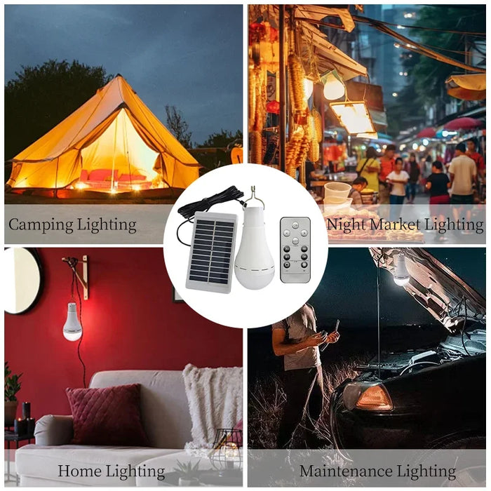 Solar Rechargeable Emergency Lamp USB Rechargeable Home Light Outdoor Campground Stand Light Wireless Remote Control Night Light