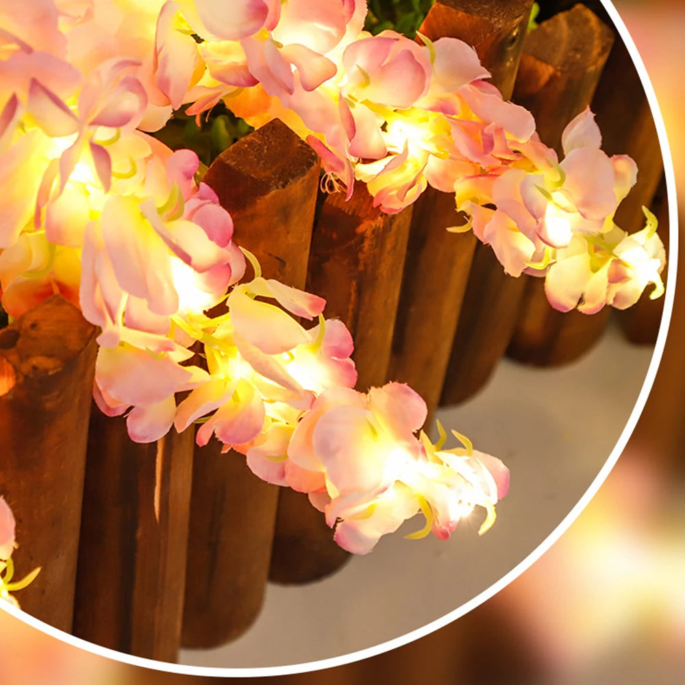 Solar Outdoor Decor Light Realistic Wisteria Floral Waterproof Artificial Flowers Light Solar Powered Garden Lawn Yard Lamp