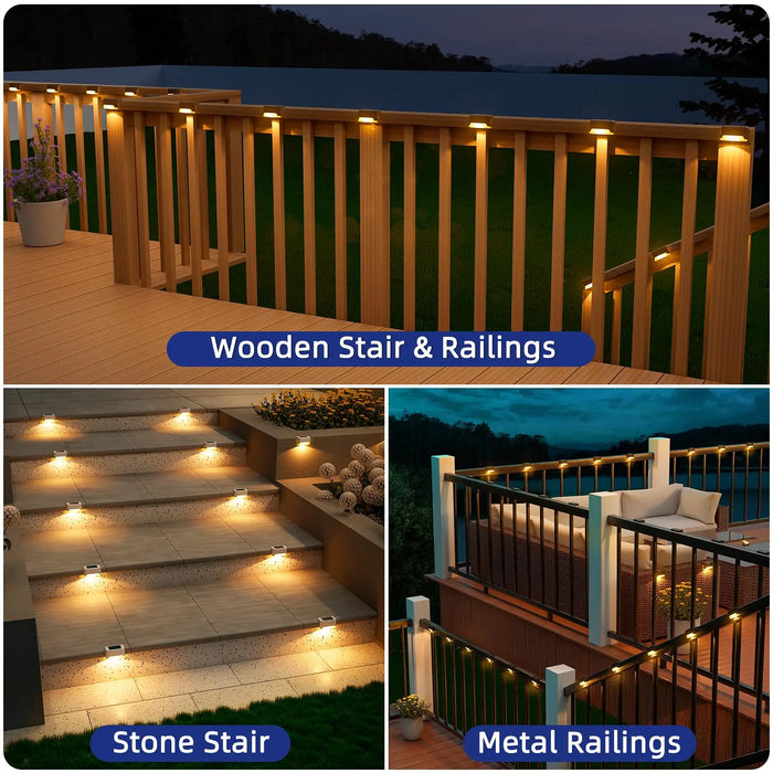 Solar Step Deck Fence Lights Outdoor Waterproof Led Path Light for Patio Stairs Garden Pathway Step Fences Outside Solar Lamp