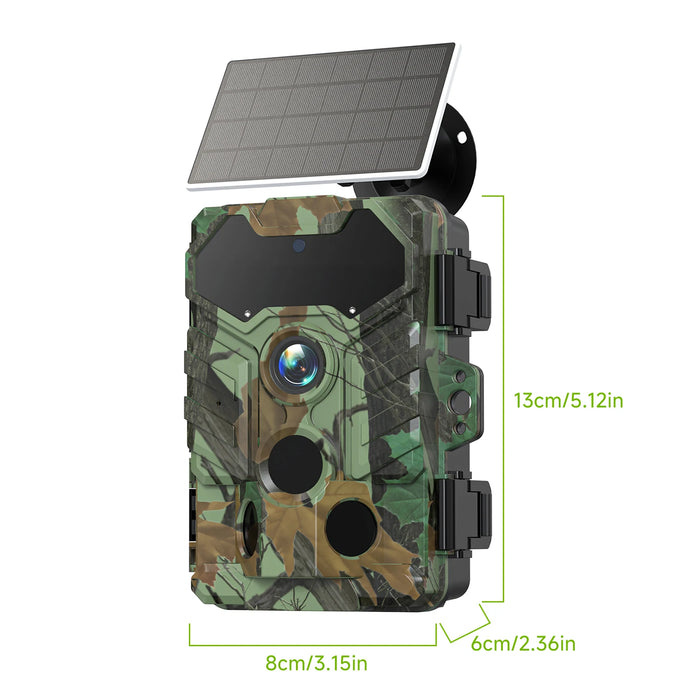 Solar Camera Outdoor Wireless Trail Camera 32MP Infrared Night Vision WiFi Enabled IP66 Waterproof Wildlife Hunting Camera