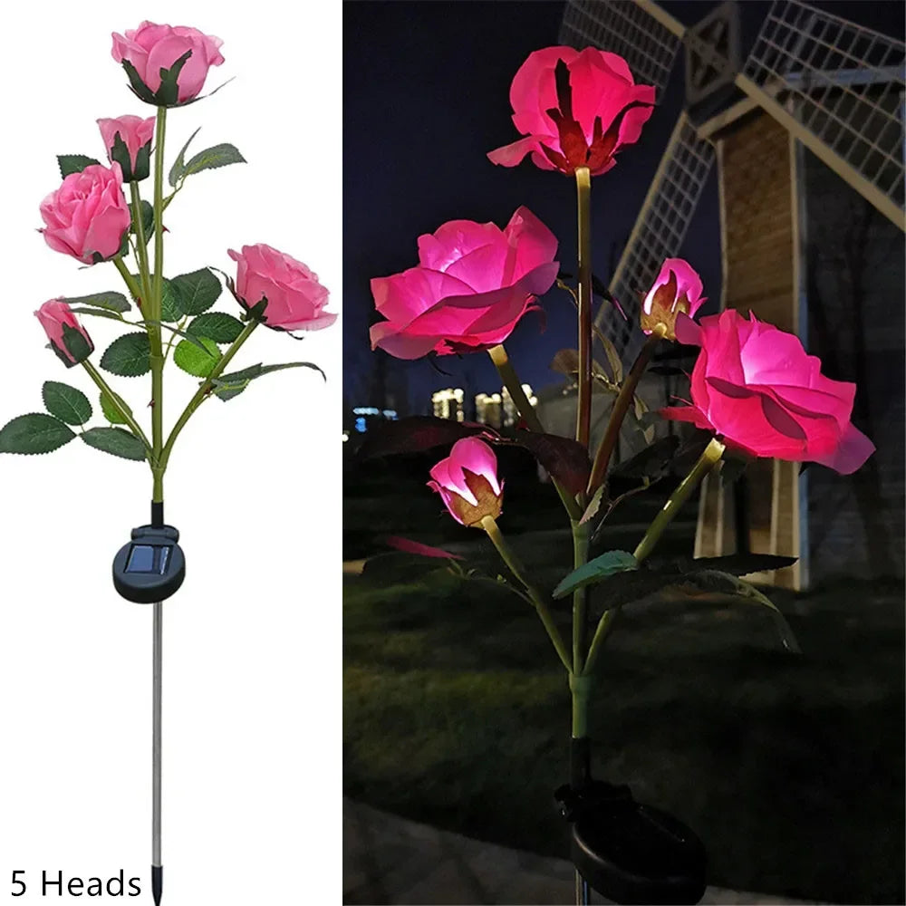 Solar Lights Outdoor Decorative Solar Garden Lights Rose Flower Lawn Lamp for Yard Patio Garden Decor Flowers
