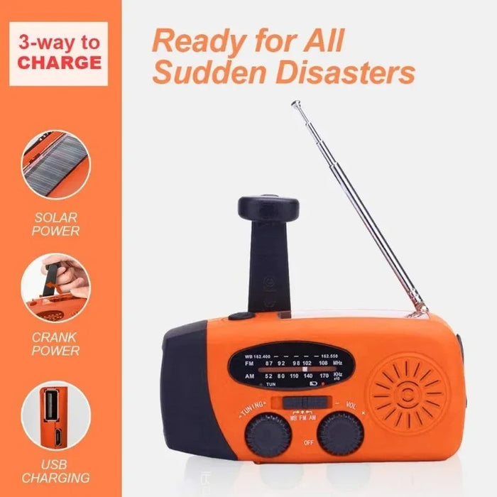 Hand Solar Radio Portable Power Bank AM/FM/NOAA Emergency Weather Radio for Hurricane Earthquake Disaster Survival Supply