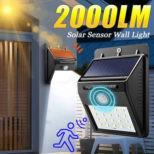 2000LM Solar Wall Light Motion Sensor Outdoor Solar Lamp LED Solar Lights IP65 Waterproof Solar Street Light Outdoor Garden Lamp