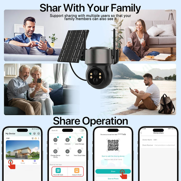 Solar WIFI Camera Built-in Battery Wireless 10X Zoom 3MP HD Camera PIR Detection Security Cam Two-way Audio Surveillance iCSee