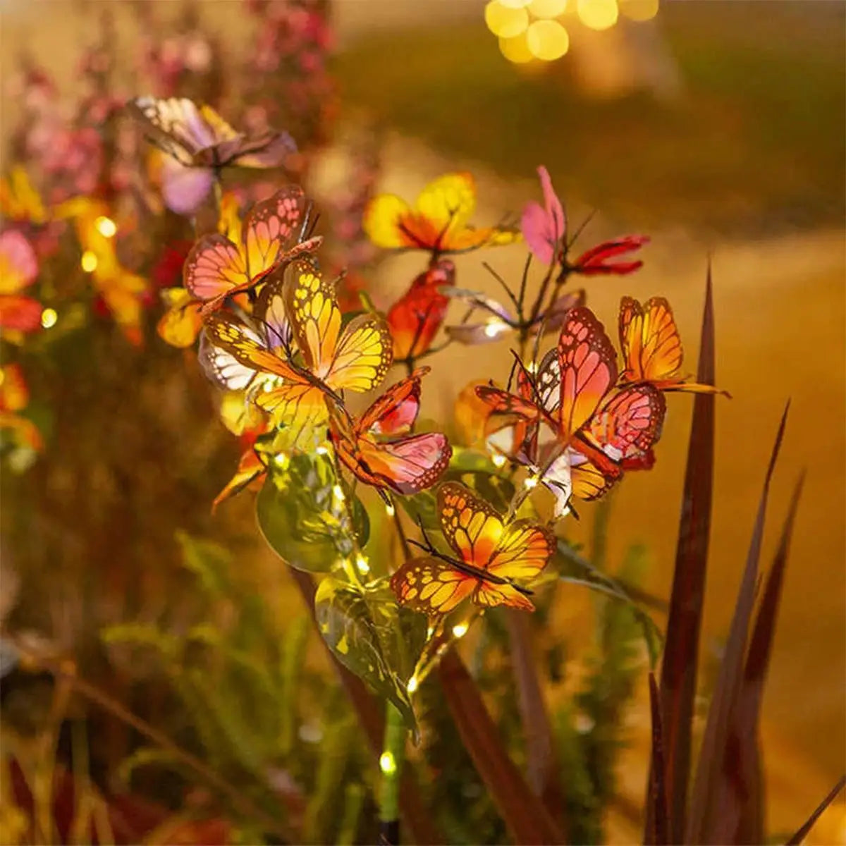 Solar Led Butterfly Flower Light Lights For Outdoor Garden Patio Lawn Ground Pathway Stake Lamp Decor Decoration Yard Waterproof