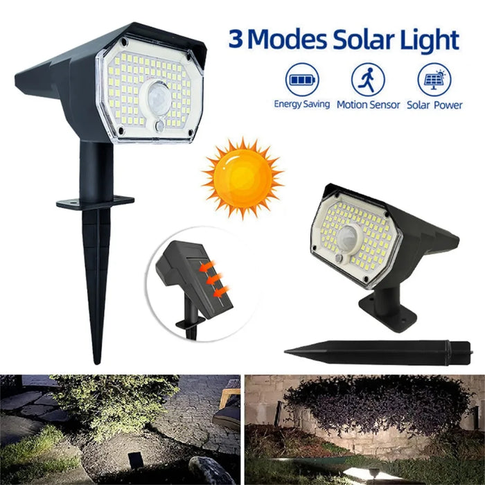 Solar Spot Lights Outdoor, 76 LED 3 Modes Solar Landscape Spotlights Waterproof Wall Lights for Walkway Yard Garden Driveway