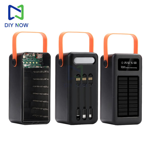 22.5W Fast Charging Mobile Power Supply Kit Solar 28-Cell 18650 Flat-Head Battery Power Bank No Welding, No Battery Included