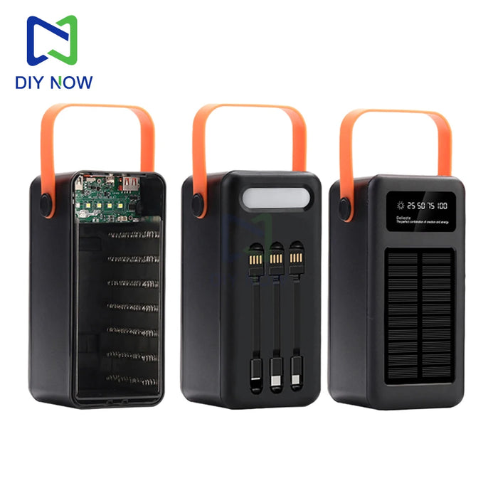 22.5W Fast Charging Mobile Power Supply Kit Solar 28-Cell 18650 Flat-Head Battery Power Bank No Welding, No Battery Included