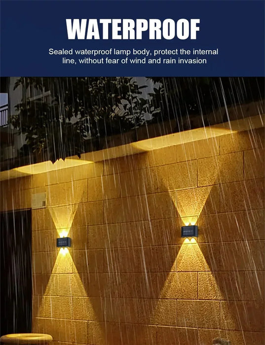 Christmas10/8/6/4LED Solar Wall Lamp Outdoor Waterproof Up and Down Luminous Lighting for Garden Fence Decoration Sunlight Light