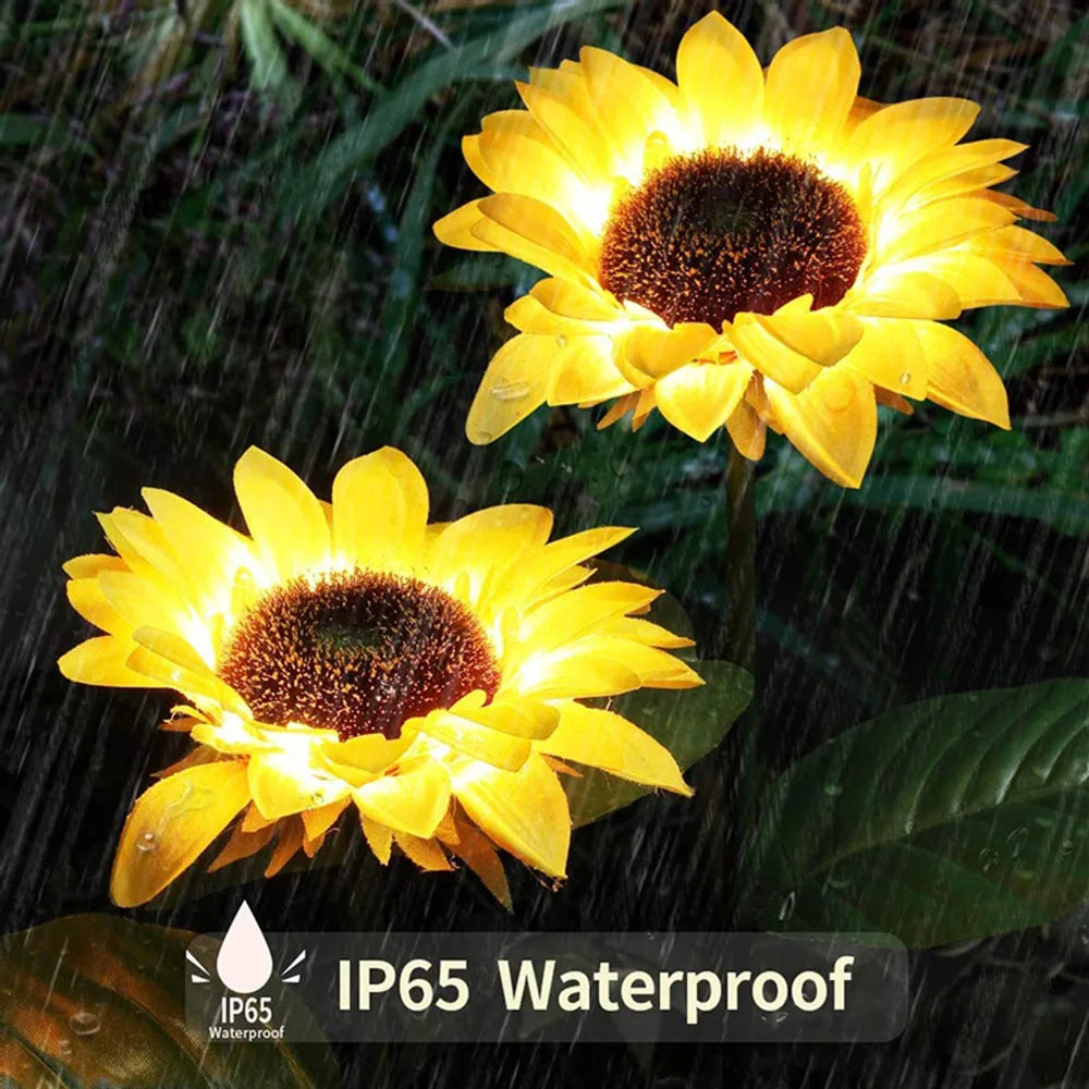 LED Solar Sunflowers Rose Flower Light Home Decorative Flower Lights Garden Decoration Lawn Lamp Waterproof Landscape Rose Light