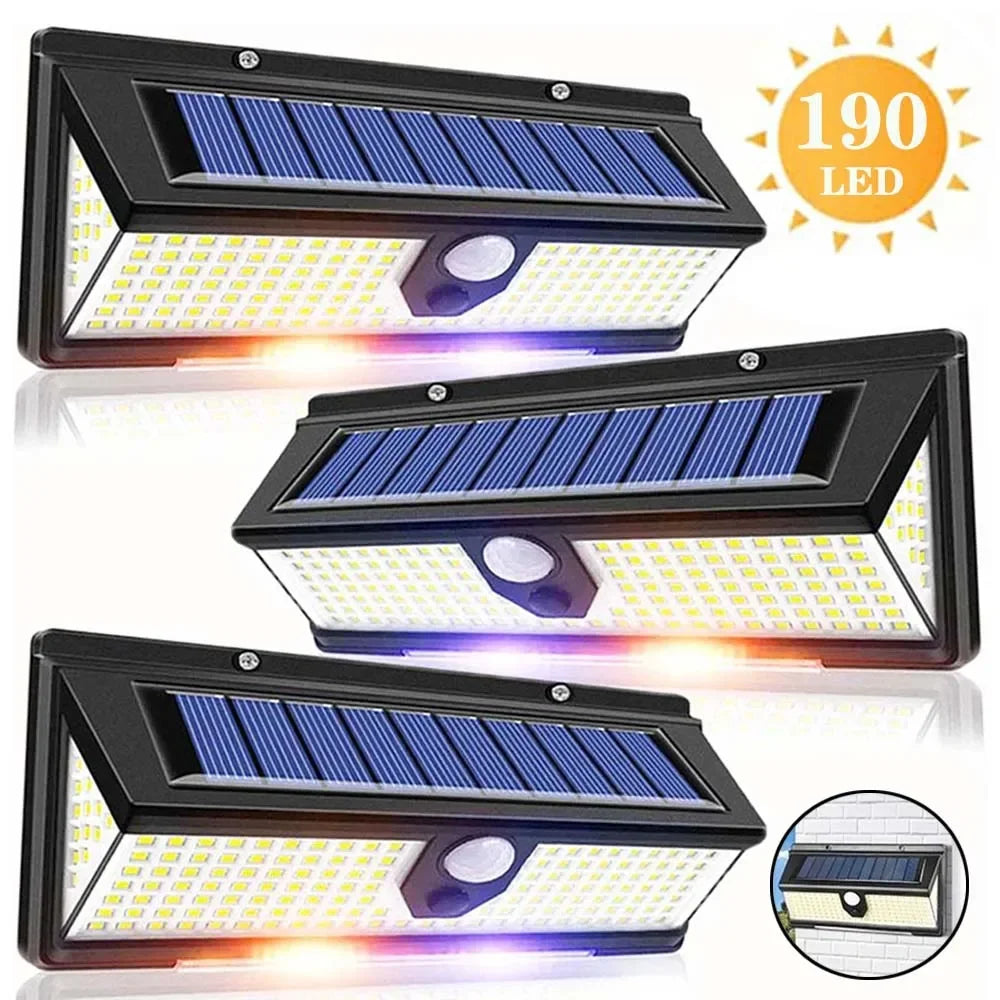 1PC Solar Wall Lights 190LED Outdoor Solar Wall Lamp PIR Motion Sensor Solar Decor Street Lamp IP65 Waterproof Garden Wall Light