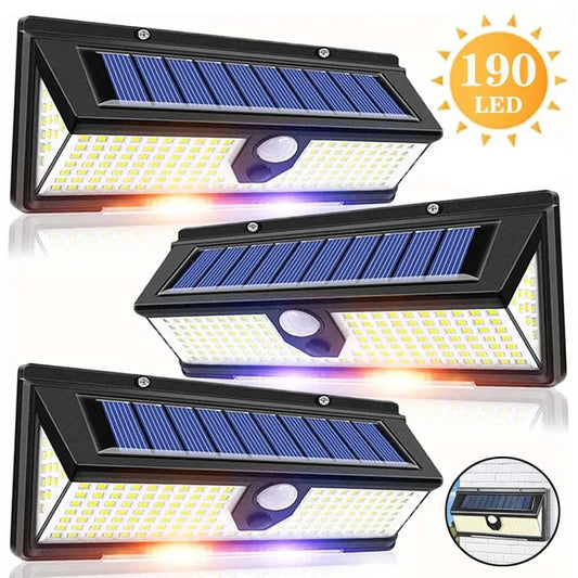 1PC Solar Wall Lights 190LED Outdoor Solar Wall Lamp PIR Motion Sensor Solar Decor Street Lamp IP65 Waterproof Garden Wall Light