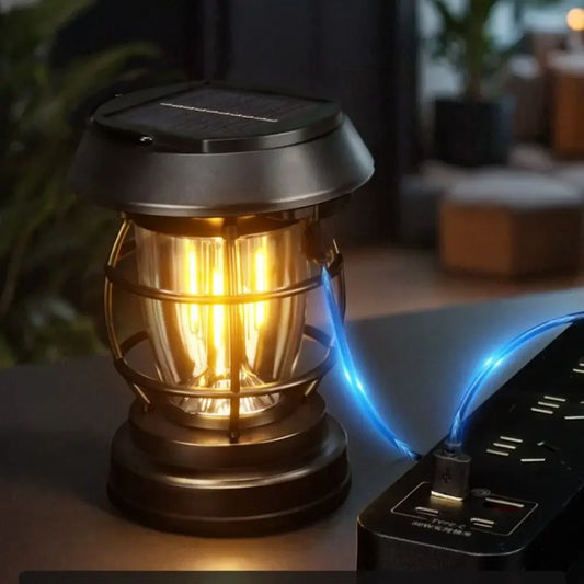 Solar Camping Lighting LED Light Portable Retro Camping Lantern Waterproof Outdoor Garden Lawn Path Lighting Decorative Light