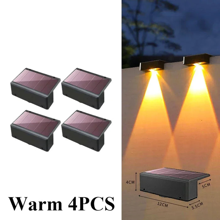 Solar Powered Fence Lights Outdoor Waterproof LED Spot Lens Solar Lamp for Outside Deck Yard Rail Designed for Wall Lighting