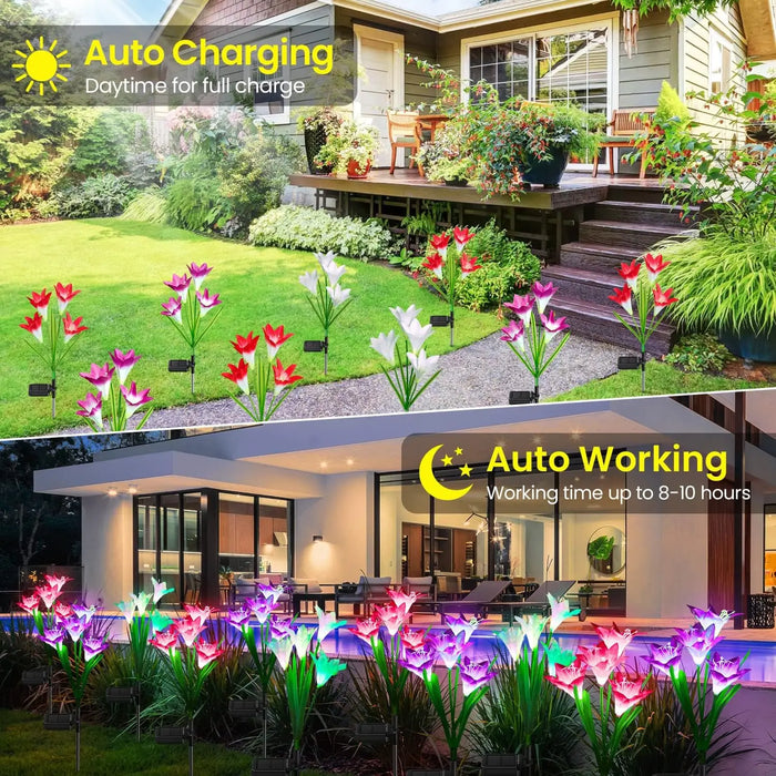 Outdoor Solar Lights Solar Garden Lawn Lights Bigger Lily Flowers landscape lighting for Outdoor Patio Yard Garden Decoration