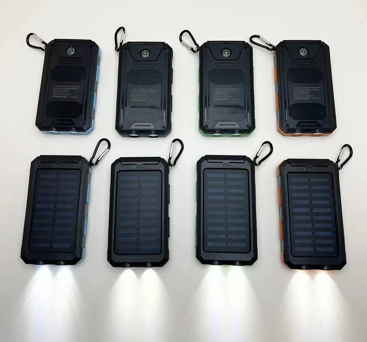 200000mAh  Large Capacity Solar Power Bank New Portable With Lanyard Compass External Battery Outdoor Camping Charging Powerbank