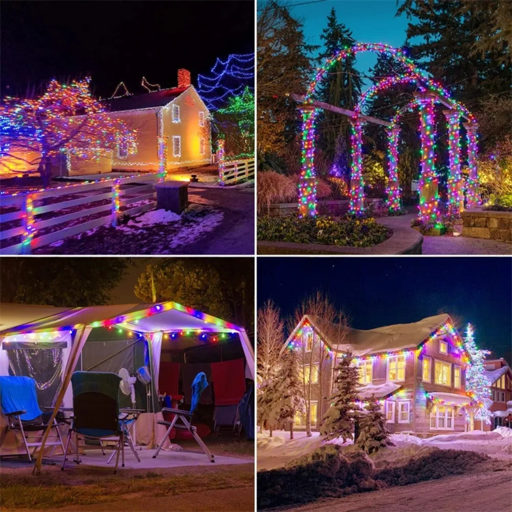 50-300 LED Solar Christmas String Lights Fairy Garden Outdoor Party Lamp 8 Modes Balcony Lights for Tree Patio Wedding Decor