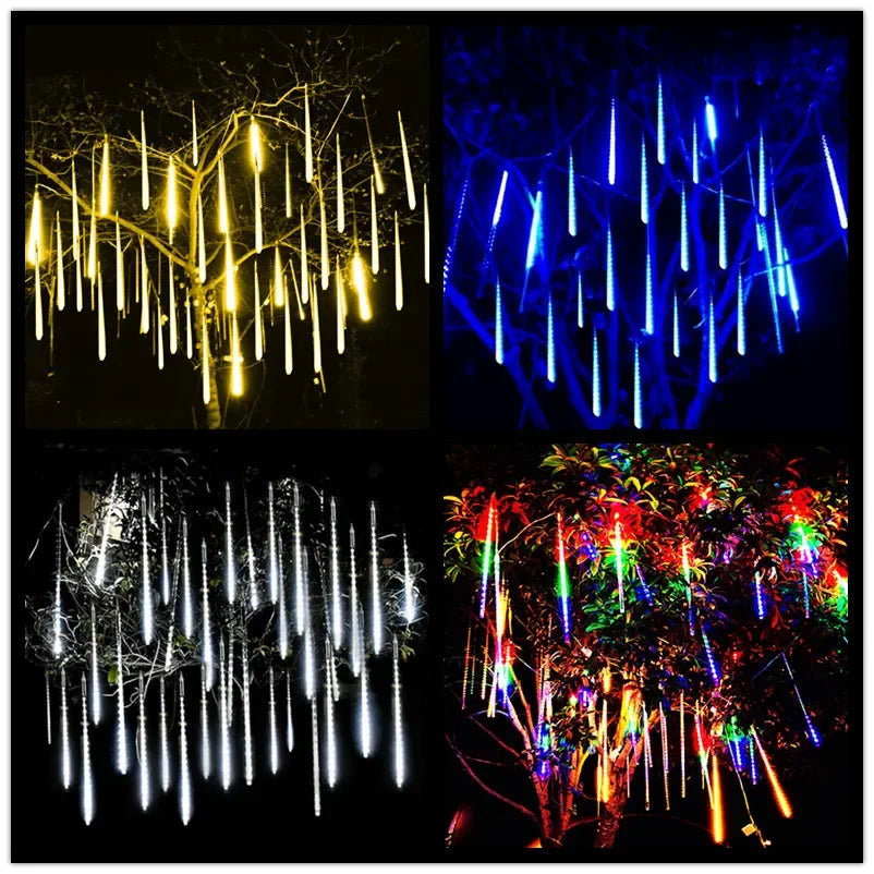Solar LED String Lights 30CM Meteor Shower Fairy Garland Outdoor Garden Street Lamp Christmas Tree Decorations