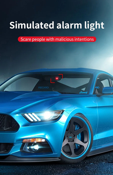 2PCS Solar Powered Car Fake Security Light Blue/Red Simulated Wireless Warning Lights Anti-Theft Alarm Flashing Signal Lamp