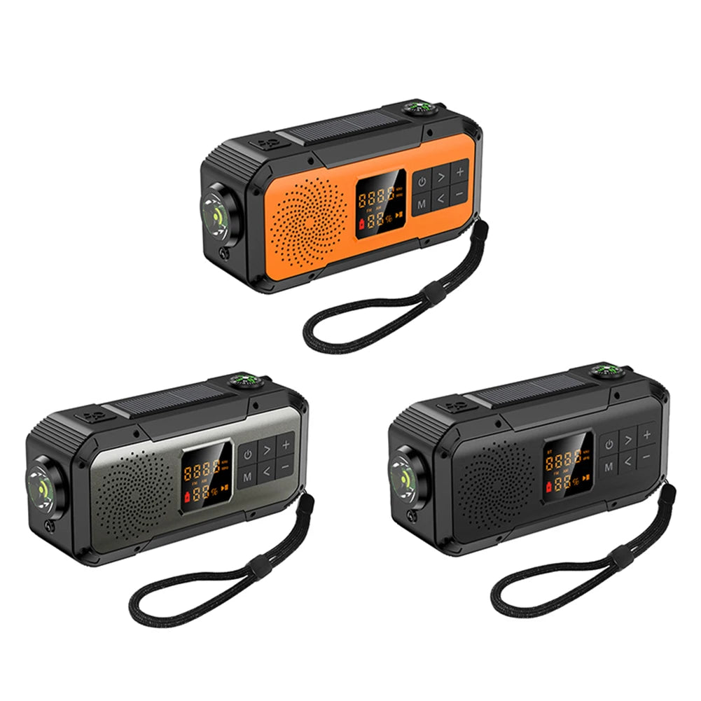 AM/FM/WB/NOAA Emergency Radio Hand Crank Solar Powered Radio Multifunction Weather Radio with BT Flashlight SOS for Outdoor