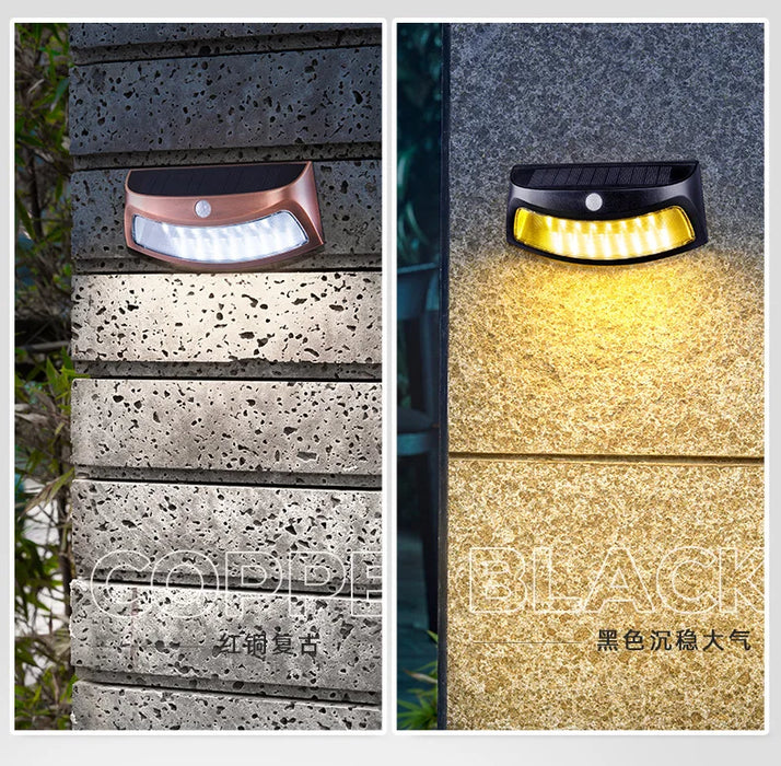 Solar wall lamp for household outdoor waterproof garden decoration fence LED human body sensing outdoor courtyard lamp