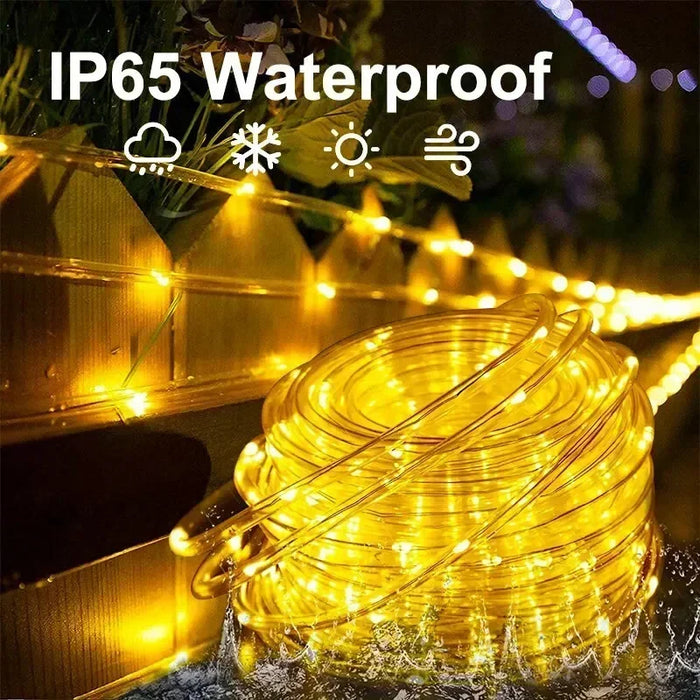 LED Solar String Light Outdoor Garden Lawn Lamp 7M/12M Waterproof Tube Rope Lights Strings Christmas Tree Yard Fence Decor lamp