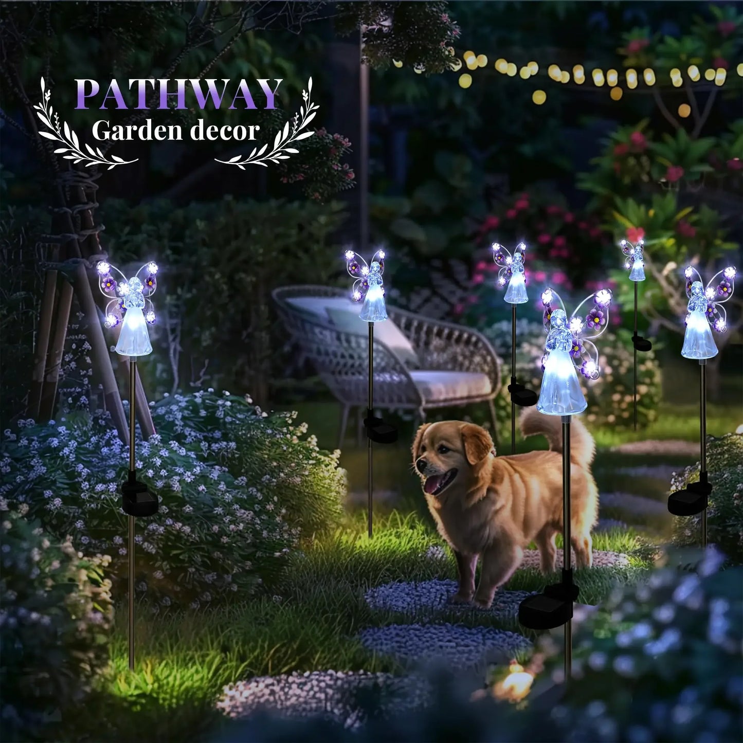 Solar Garden Light Angel Solar Landscape Decorative Light Outdoor Waterproof Solar Pathway Lights Grave Cemetery Sympathy Gift