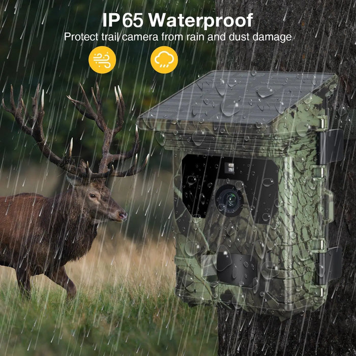30MP 2K Solar Panel Hunting Camera Infrared Night Vision Monitoring Wildlife Trap Trail Camera Video Photo Recorder Cam