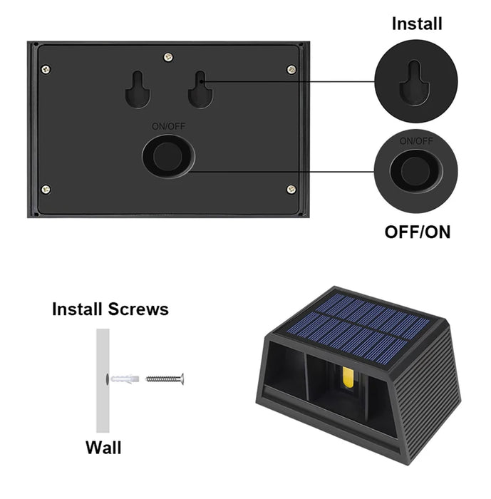Solar Wall Lamp Outdoor Waterproof Solar Powered Light UP and Down Illuminate Home Garden Yard Decoration Outside Sunlights