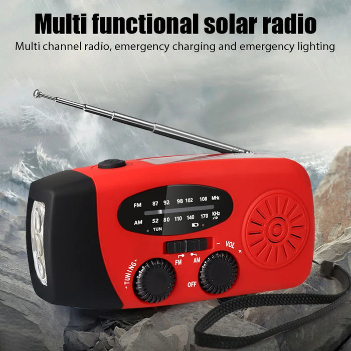 Solar Hand Crank RADIO Receiver US Mini Portable AM/FM Weather Radio With Multifunctional Flashlight Emergency Power supply/Bank