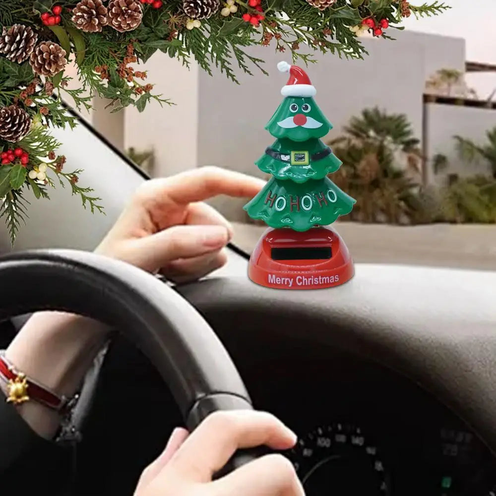 New Arrival Christmas Car Ornament 2024 Solar Dancing Christmas Tree Novelty Moving Christmas Tree For Car Dashboard