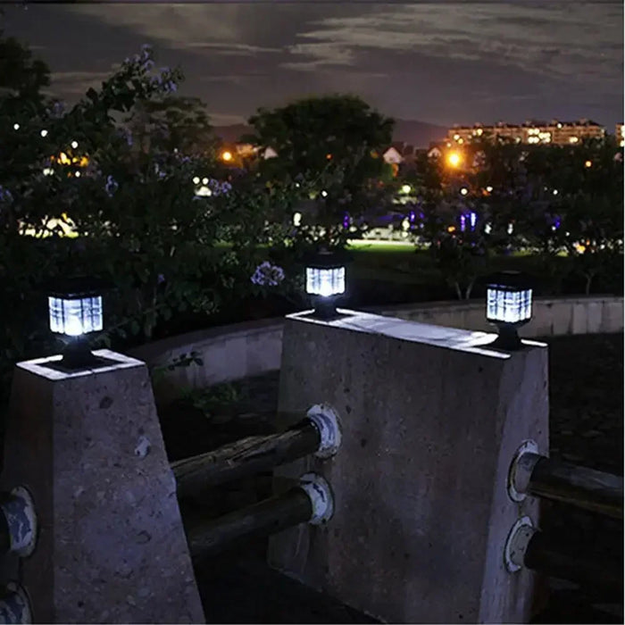 LED Solar Light Column Headlight Solar Powered Pillar Lamp Outdoor Waterproof Wall Light for Courtyard Garden Decor Light