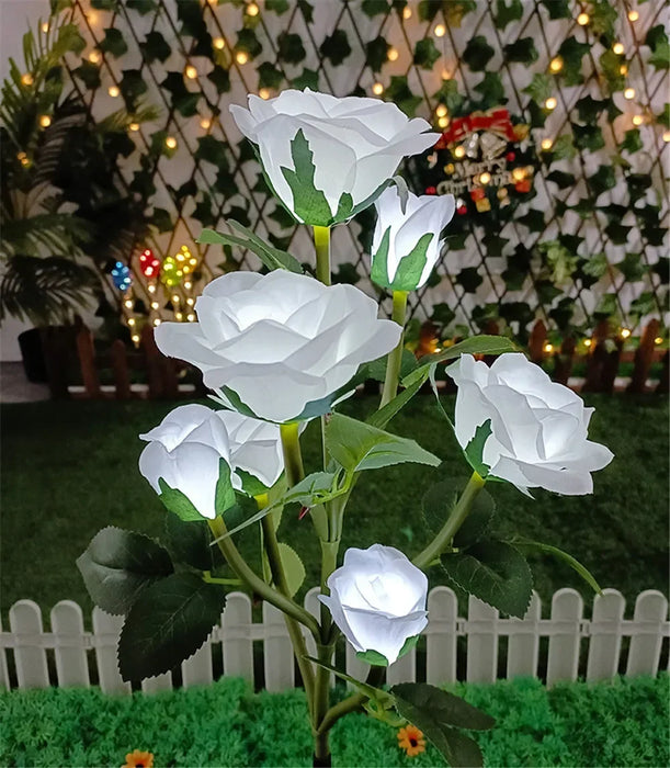 Solar Lights Outdoor Decorative Solar Garden Lights Rose Flower Lawn Lamp for Yard Patio Garden Decor Flowers