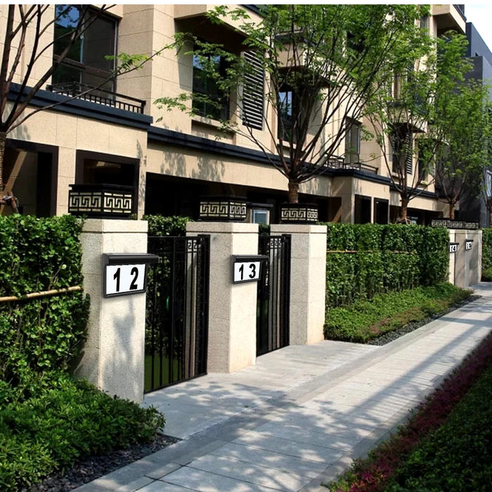 Solar House Number Lights Outdoor Waterproof LED Address Sign Lamp Wireless Sunpower Garden Door Decorative Plaque Wall Light
