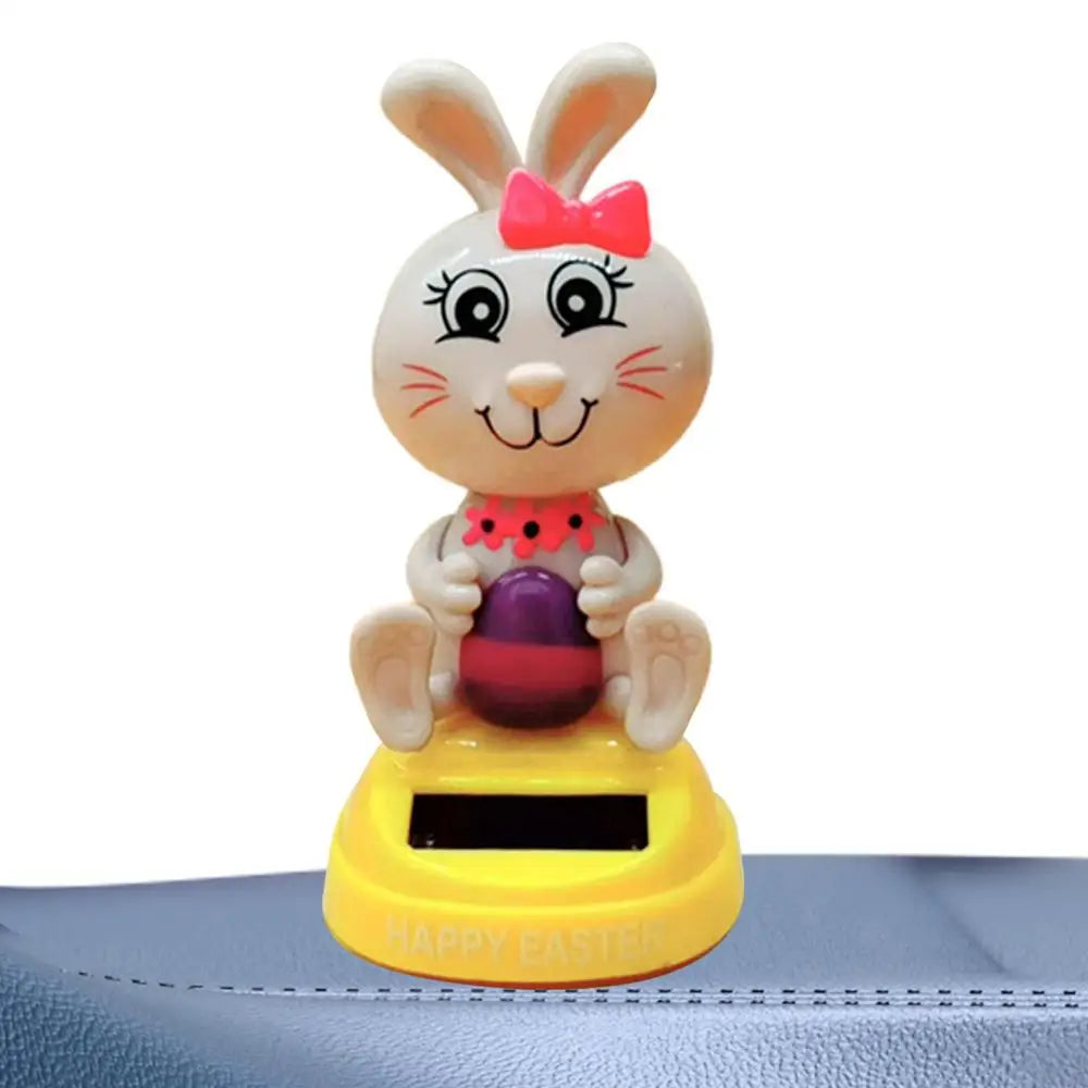 Solar Dancing toy Car Decoration Solar Energy Decoration Shaking Head Doll Cartoon rabbit Shape Decoration  Home Ornaments